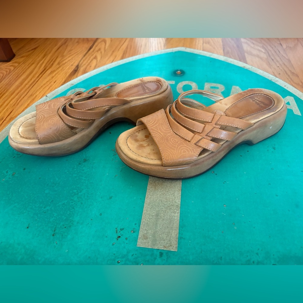 90s Vintage Dansko brown leather slide sandals